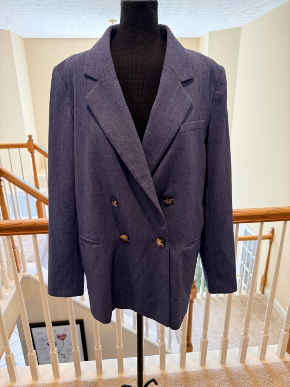 Anthropologie Maeve Bluish Purple Lined Garment with Gray Knit Detail